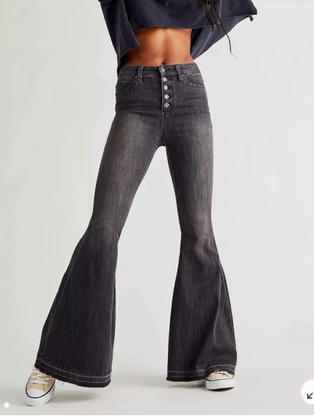 Free People • Women’s Irreplaceable Flare Jeans Button Fly Raw Hems size 29